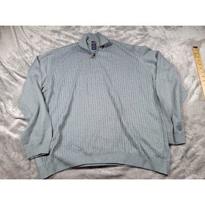 T Harris London Men's Quarter Zip‎ Gray pullover Sweater Size XL Wool Blend